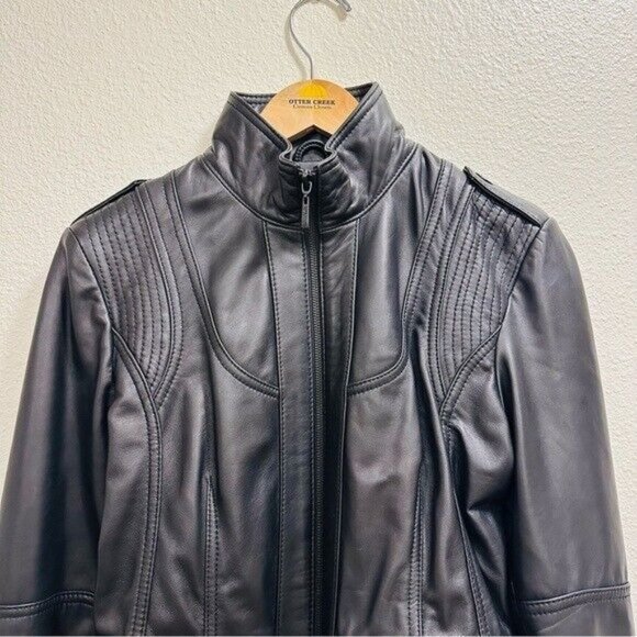 Kenneth Cole Genuine Lambskin Leather Jacket, Moto Racer Jacket-GD16 Size Medium - Picture 4 of 12